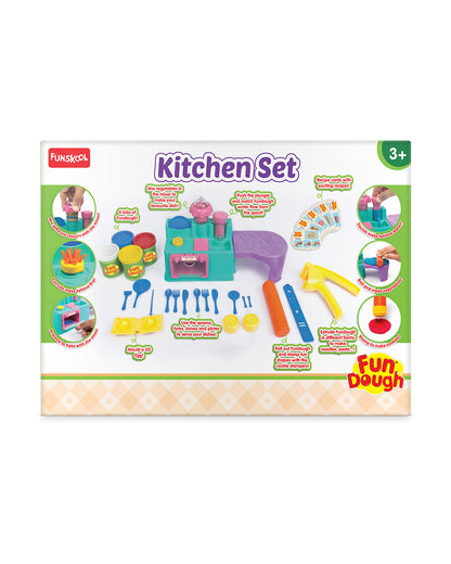 Funskool Fundough Kitchen Set-With Extruder, Kitchen Counter, Mixer, Working Table & 4 Clay Tubs-Art & Craft Kit-18M+