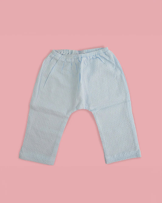 Keebee Blue Kurta Pajama Set-Sunflower Embroidered-Organic Cotton-For Infants