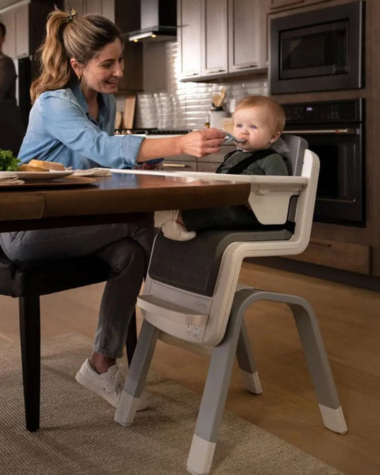 Nuna Zaaz Baby High Chair-Air Foam Cushion-Height Adjustable-Easily Removable Tray, Arm Bar & Footrest-For 0M+ (Upto 100Kg)-Pewter