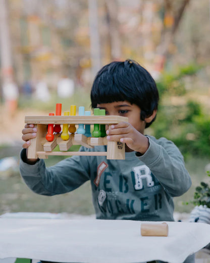 Nesta Toys Pounding Bench Wooden Toy with Hammer-Promotes Hand Coordination-Pretend & Play Toy-12M+