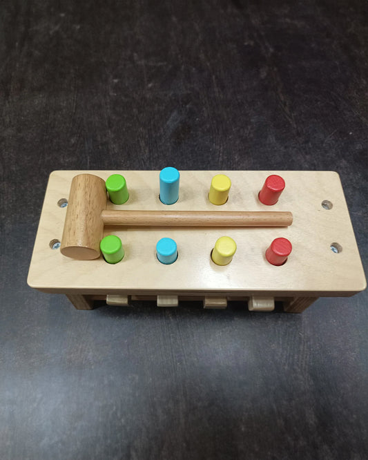 Nesta Toys Pounding Bench Wooden Toy with Hammer-Promotes Hand Coordination-Pretend & Play Toy-12M+