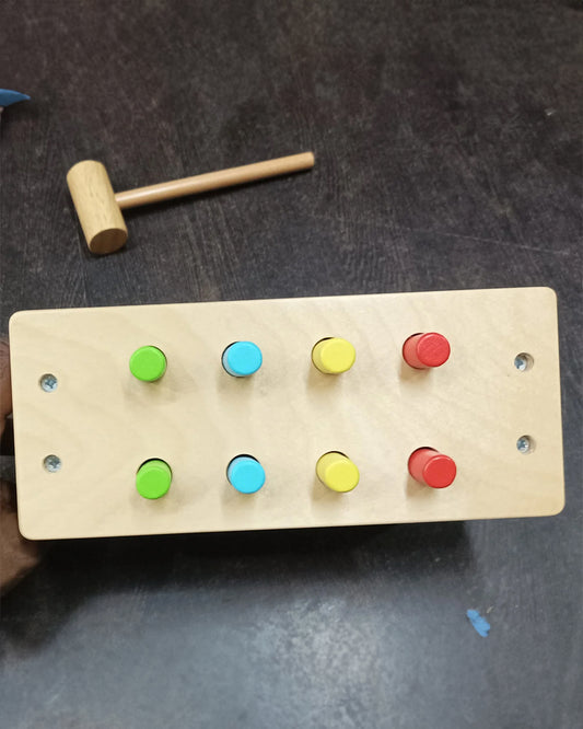 Nesta Toys Pounding Bench Wooden Toy with Hammer-Promotes Hand Coordination-Pretend & Play Toy-12M+