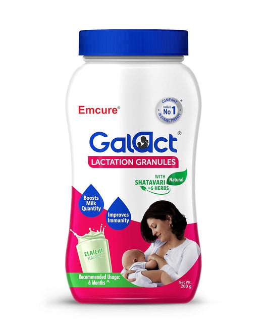 Galact-Emcure Lactation Granules-Elaichi Flavour-Boosts Milk Quantity-Improves Immunity-For Breastfeeding Mothers-Pack of 1