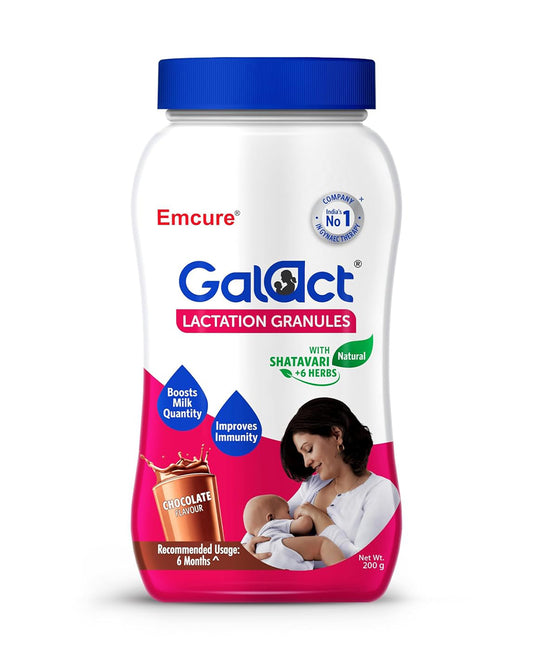 Galact-Emcure Lactation Granules-Chocolate Flavour-Boosts Milk Quantity-Improves Immunity-For Breastfeeding Mothers-Pack of 1