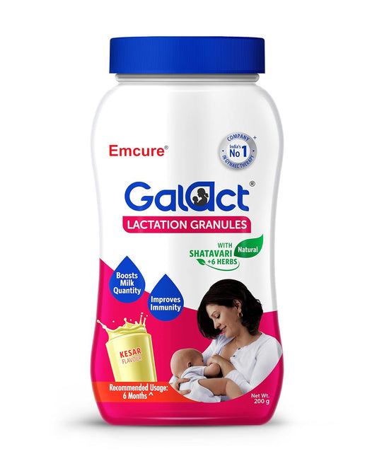 Galact-Emcure Lactation Granules-Kesar Flavour-Boosts Milk Quantity-Improves Immunity-For Breastfeeding Mothers-Pack of 1