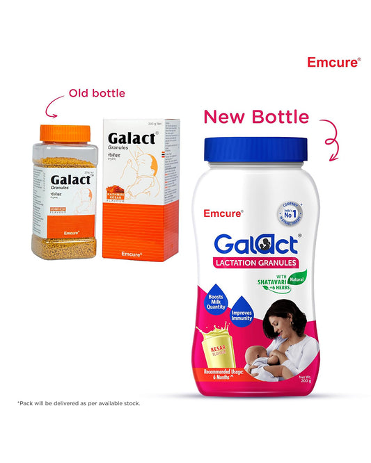 Galact-Emcure Lactation Granules-Kesar Flavour-Boosts Milk Quantity-Improves Immunity-For Breastfeeding Mothers-Pack of 1