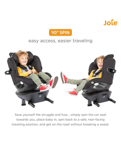 Joie i-Spin Safe Baby Car Seat-Rear Facing-Swedish Plus Test Certified (Toughest Crash Test)-90 Degrees Rotation-3 Piece Infant Insert-6 Positions Adjustable Headrest-2 Years Warranty-For 0 to 4Y (Upto 18.5Kg)-Coal