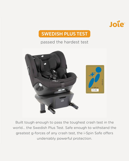 Joie i-Spin Safe Baby Car Seat-Rear Facing-Swedish Plus Test Certified (Toughest Crash Test)-90 Degrees Rotation-3 Piece Infant Insert-6 Positions Adjustable Headrest-2 Years Warranty-For 0 to 4Y (Upto 18.5Kg)-Coal