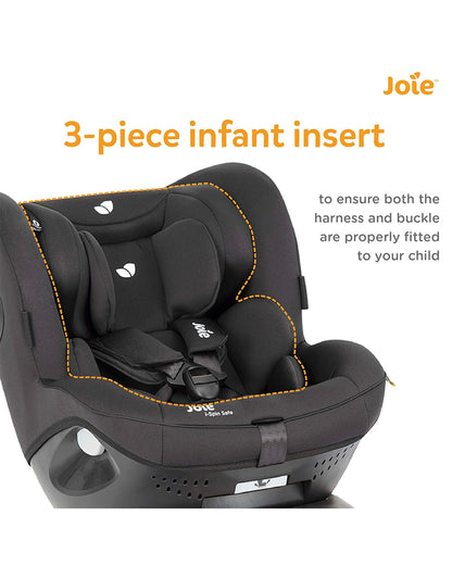 Joie i-Spin Safe Baby Car Seat-Rear Facing-Swedish Plus Test Certified (Toughest Crash Test)-90 Degrees Rotation-3 Piece Infant Insert-6 Positions Adjustable Headrest-2 Years Warranty-For 0 to 4Y (Upto 18.5Kg)-Coal