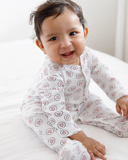 Cotton Bug White & Pink Sleepsuit-Heart Print-100% Organic Cotton-For Infants