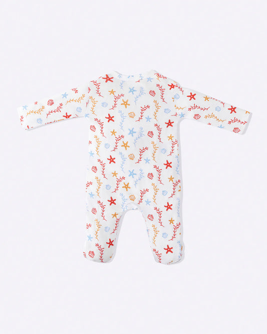 Cotton Bug White & Multicolor Sleepsuits with Bibs & Caps-Organic Cotton-Sea World-For Infants