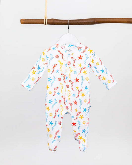 Cotton Bug White & Multicolor Sleepsuits with Bibs & Caps-Organic Cotton-Sea World-For Infants