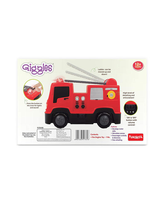 Funskool Giggles Fire Engine Vehicle Toy-Red-9M+