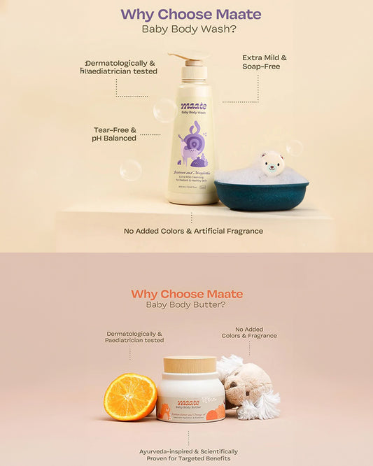 Maate Body Butter Baby Cream (150 g) & Baby Body Wash (400 ml)