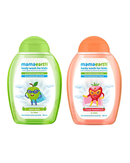 Mamaearth Kids Body Wash-Apple Extract (300 ml) & Strawberry Extract (300 ml)