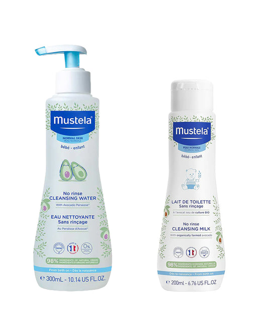 Mustela No Rinse-Baby Cleansing Water & Baby Cleansing Milk-For Skin Protection & Hydration-Safe From Birth On