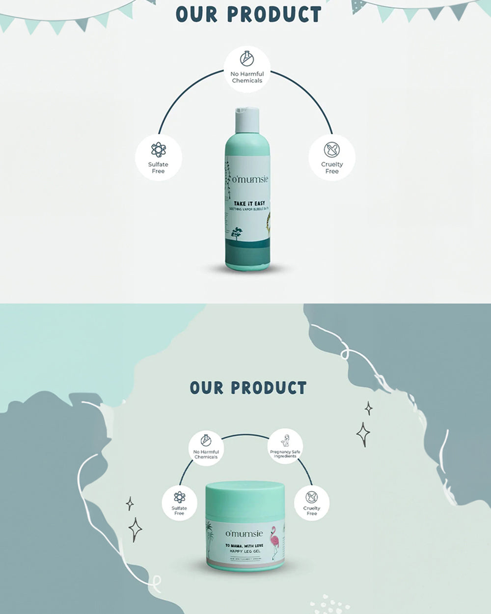 O'mumsie Baby Vapor Bubblebath Body Wash (250 ml) & Leg Pain Relief Gel