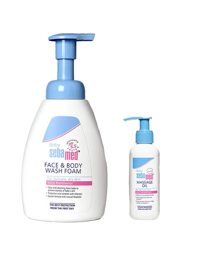 Sebamed Baby Face & Body Wash (400 ml) & Baby Massage Oil (150)