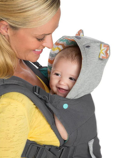 Infantino Cuddle Up Ergonomic Hoodie Baby Carrier 2-Way-Removable Canopy Hood With Teddy Bear Styling-For 0 to 3Y (5.4 to 18Kg)-Grey