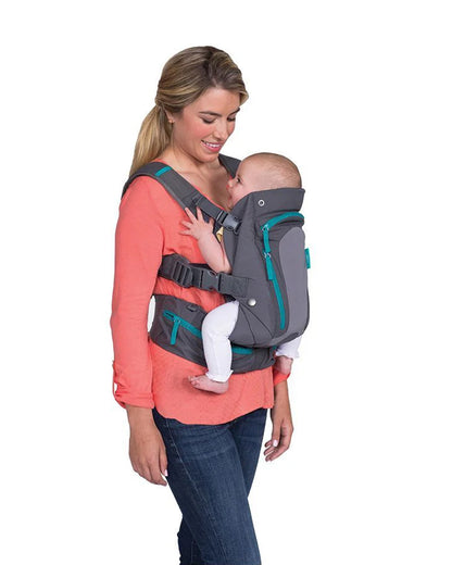 Infantino Carry On Multi-Pocket Baby Carrier-With 4 Carrying Positions & 6 Pockets-Breathable Mesh Panel For Air Circulation-6 Months Warranty-For 0 to 3Y (3.5 to 18Kg)-Grey & Black