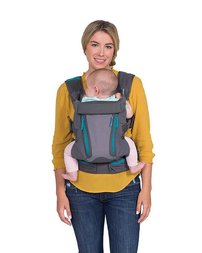 Infantino Carry On Multi-Pocket Baby Carrier-With 4 Carrying Positions & 6 Pockets-Breathable Mesh Panel For Air Circulation-6 Months Warranty-For 0 to 3Y (3.5 to 18Kg)-Grey & Black