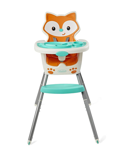 Infantino Grow-With-Me-4-in-1-Convertible Baby High Chair-With Easy To Clean Meal Mat-Removable Child Tray-Reclines For Infant Feeding-For 6 to 36M-Fox