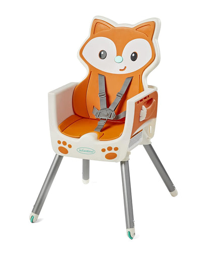 Infantino Grow-With-Me-4-in-1-Convertible Baby High Chair-With Easy To Clean Meal Mat-Removable Child Tray-Reclines For Infant Feeding-For 6 to 36M-Fox
