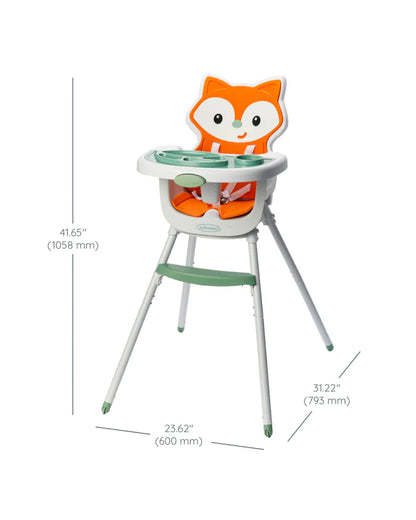 Infantino Grow-With-Me-4-in-1-Convertible Baby High Chair-With Easy To Clean Meal Mat-Removable Child Tray-Reclines For Infant Feeding-For 6 to 36M-Fox
