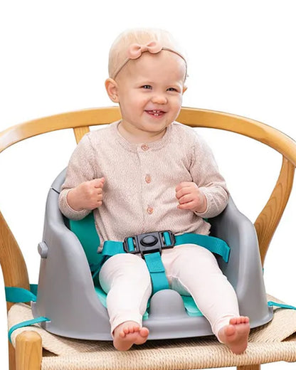 Infantino Music & Light 3-in-1 Discovery Seat & Booster-Interactive Play, Snack Time, and Secure Booster-Features Light Up Piano with 20 Songs, 6 Engaging Activities, and Wipeable Seat Cushion-Supports Sensory and Fine Motor Skills-6 to 36M-Teal & Grey