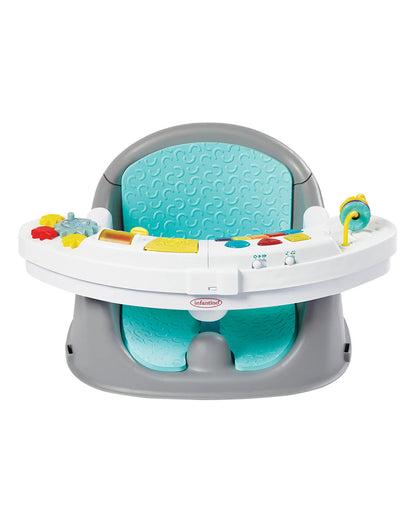 Infantino Music & Light 3-in-1 Discovery Seat & Booster-Interactive Play, Snack Time, and Secure Booster-Features Light Up Piano with 20 Songs, 6 Engaging Activities, and Wipeable Seat Cushion-Supports Sensory and Fine Motor Skills-6 to 36M-Teal & Grey