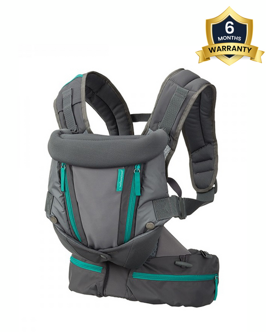 Infantino Carry On Multi-Pocket Baby Carrier-With 4 Carrying Positions & 6 Pockets-Breathable Mesh Panel For Air Circulation-6 Months Warranty-For 0 to 3Y (3.5 to 18Kg)-Grey & Black