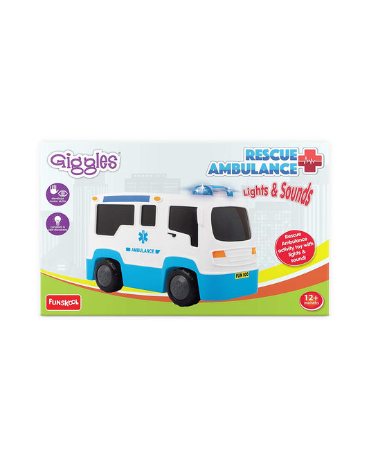 Funskool Giggles Rescue Ambulance Vehicle Toy-White-9M+