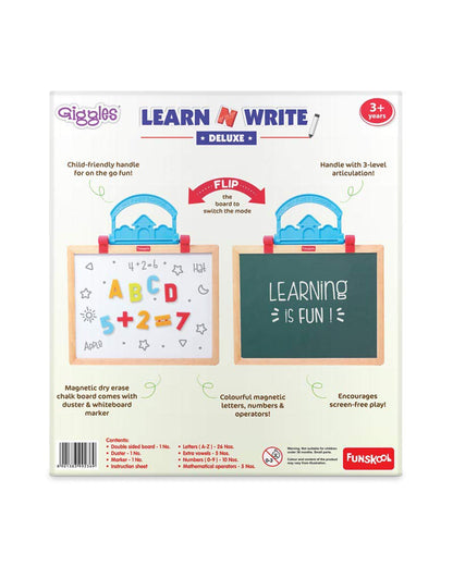 Funskool Giggles Learn N Write Deluxe 3 In 1 Magnetic Easel Board-Chalkboard & Whiteboard-Art & Craft Kit-18M+