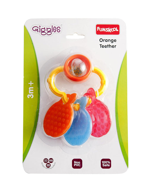 Funskool Giggles Orange Teether Rattle Toy-For Infants