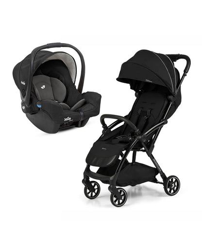 Leclerc Influencer Air Lightweight Baby Stroller & Joie Gemm Car Seat Travel System-Stroller: (Cabin Friendly, One Touch Fold, For 6M to 5Y)-Car Seat: (Airline Certified, Side Impact Protection, Upto 13 Kg)-Includes Car Seat Adapters-Piano Black & Shale