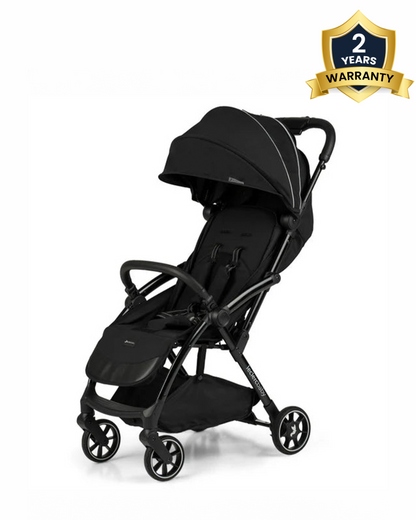 Leclerc Influencer Air Lightweight Baby Stroller & Joie Gemm Car Seat Travel System-Stroller: (Cabin Friendly, One Touch Fold, For 6M to 5Y)-Car Seat: (Airline Certified, Side Impact Protection, Upto 13 Kg)-Includes Car Seat Adapters-Piano Black & Shale