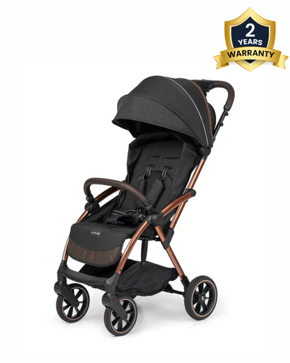 Leclerc Influencer XL Cabin Friendly Stroller & Joie Gemm Car Seat Travel System-Stroller (One Touch Fold, For 6M to 5Y)-Car Seat: (Airline Certified, Side Impact Protection, Upto 13 Kg)-Includes Car Seat Adapters-Black Brown & Shale