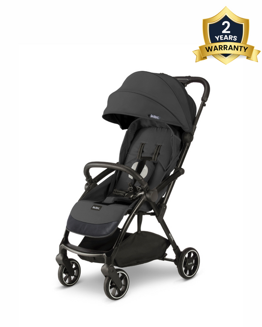 Leclerc Magic Fold Plus Lightweight Baby Stroller & Joie Gemm Car Seat Travel System-Stroller: (Cabin Friendly, One Touch Fold, For 6M to 5Y)-Car Seat: (Airline Certified, Side Impact Protection, Upto 13 Kg)-Includes Car Seat Adapters-Black & Shale