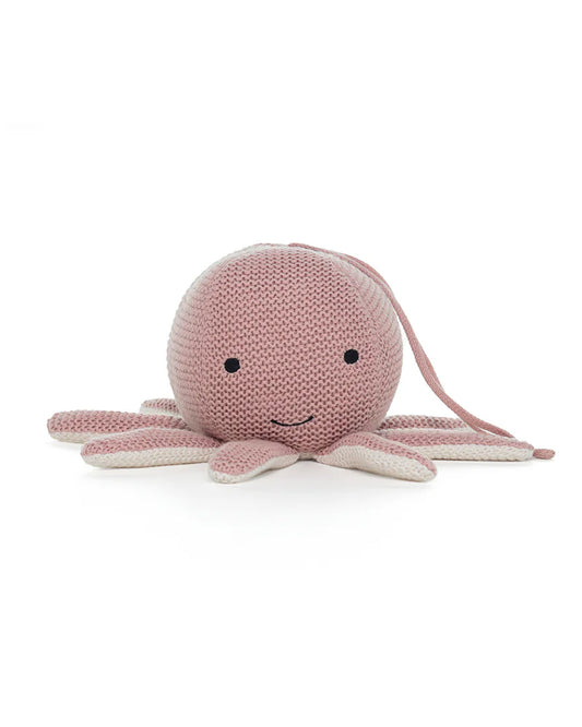 Pluchi Ozy Cameo Pink & Ivory Octopus Soft Music Toy-Soothing Music-Promotes Tactile Stimulation-Easily Washable-Knitted Soft Music Toy-Plush Cuddly Toy For Newborn