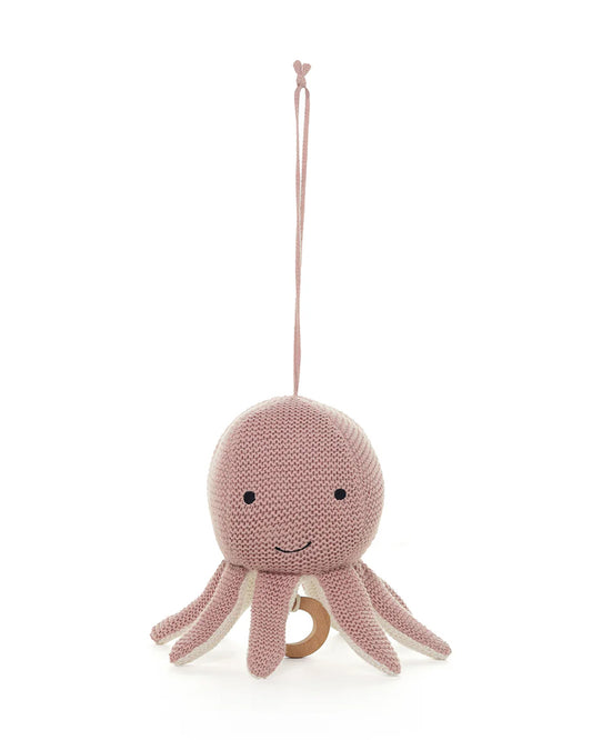 Pluchi Ozy Cameo Pink & Ivory Octopus Soft Music Toy-Soothing Music-Promotes Tactile Stimulation-Easily Washable-Knitted Soft Music Toy-Plush Cuddly Toy For Newborn