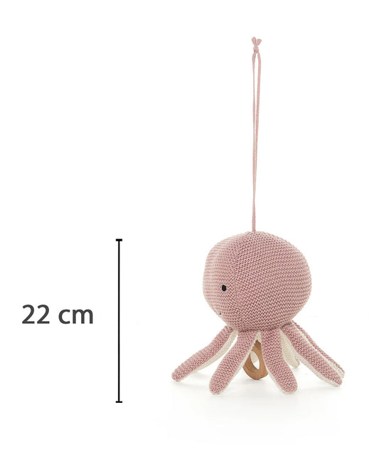 Pluchi Ozy Cameo Pink & Ivory Octopus Soft Music Toy-Soothing Music-Promotes Tactile Stimulation-Easily Washable-Knitted Soft Music Toy-Plush Cuddly Toy For Newborn