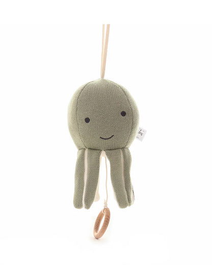 Pluchi Ozy Desert Sage Octopus Soft Music Toy-Soothing Music-Promotes Tactile Stimulation-Easily Washable-Knitted Soft Music Toy-Plush Cuddly Toy For Newborn