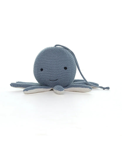 Pluchi Ozy Smoke Blue & Ivory Octopus Soft Music Toy-Soothing Music-Promotes Tactile Stimulation-Easily Washable-Knitted Soft Music Toy-Plush Cuddly Toy For Newborn