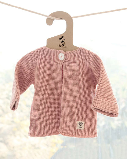 Pluchi Peach Pink Winter Wear Cardigan-100% Cotton Knit-Solid-For Infants