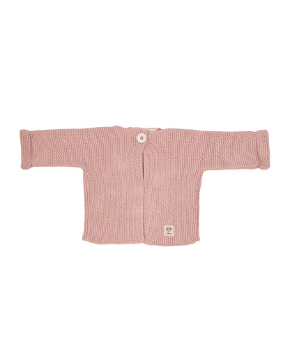 Pluchi Peach Pink Winter Wear Cardigan-100% Cotton Knit-Solid-For Infants