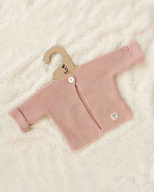 Pluchi Peach Pink Winter Wear Cardigan-100% Cotton Knit-Solid-For Infants