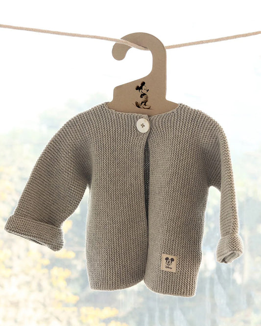 Pluchi Melange Grey Winter Wear Cardigan-100% Cotton Knit-Solid-For Infants