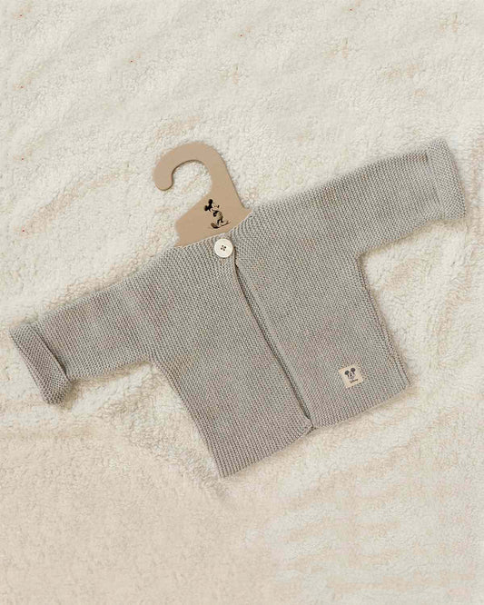 Pluchi Melange Grey Winter Wear Cardigan-100% Cotton Knit-Solid-For Infants