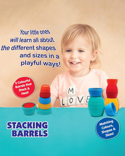 Funskool Giggles Stacking Barrels-Shape Sorter & Stacker-Learning & Educational Toys-12M+