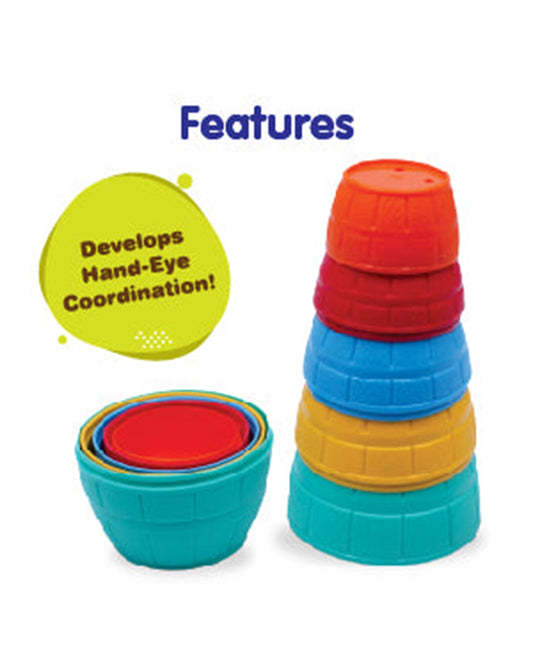 Funskool Giggles Stacking Barrels-Shape Sorter & Stacker-Learning & Educational Toys-12M+